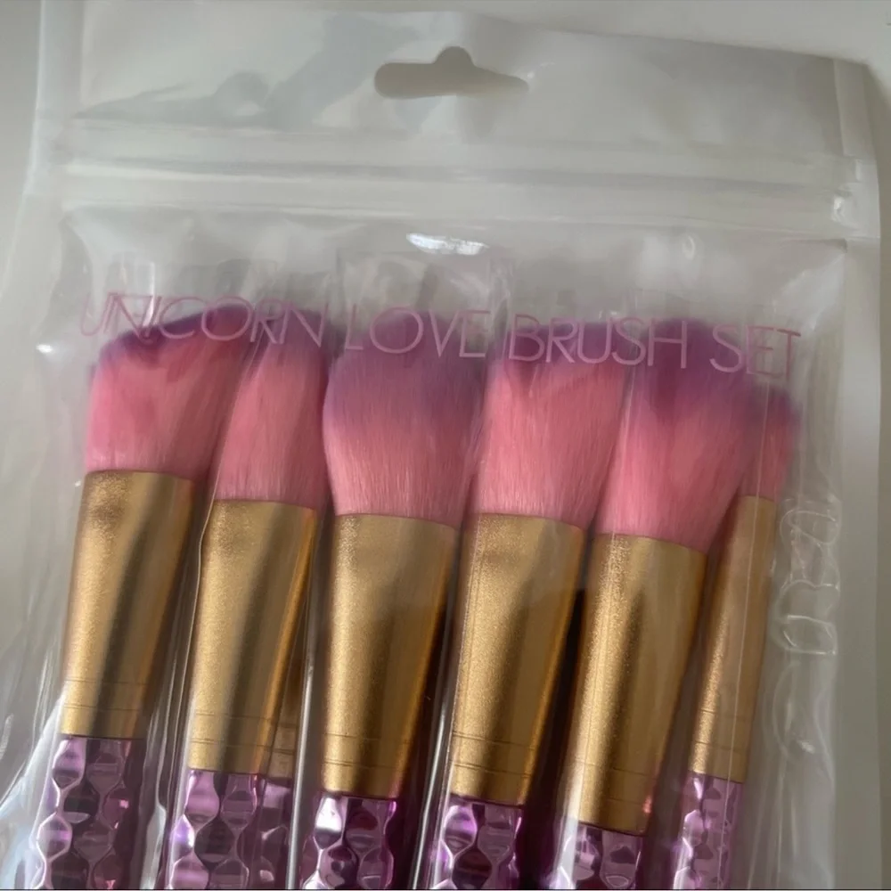 SLMISSGLAM Unicorn Brush Set 6 Brush Set Pink Purple Yellow & Gold